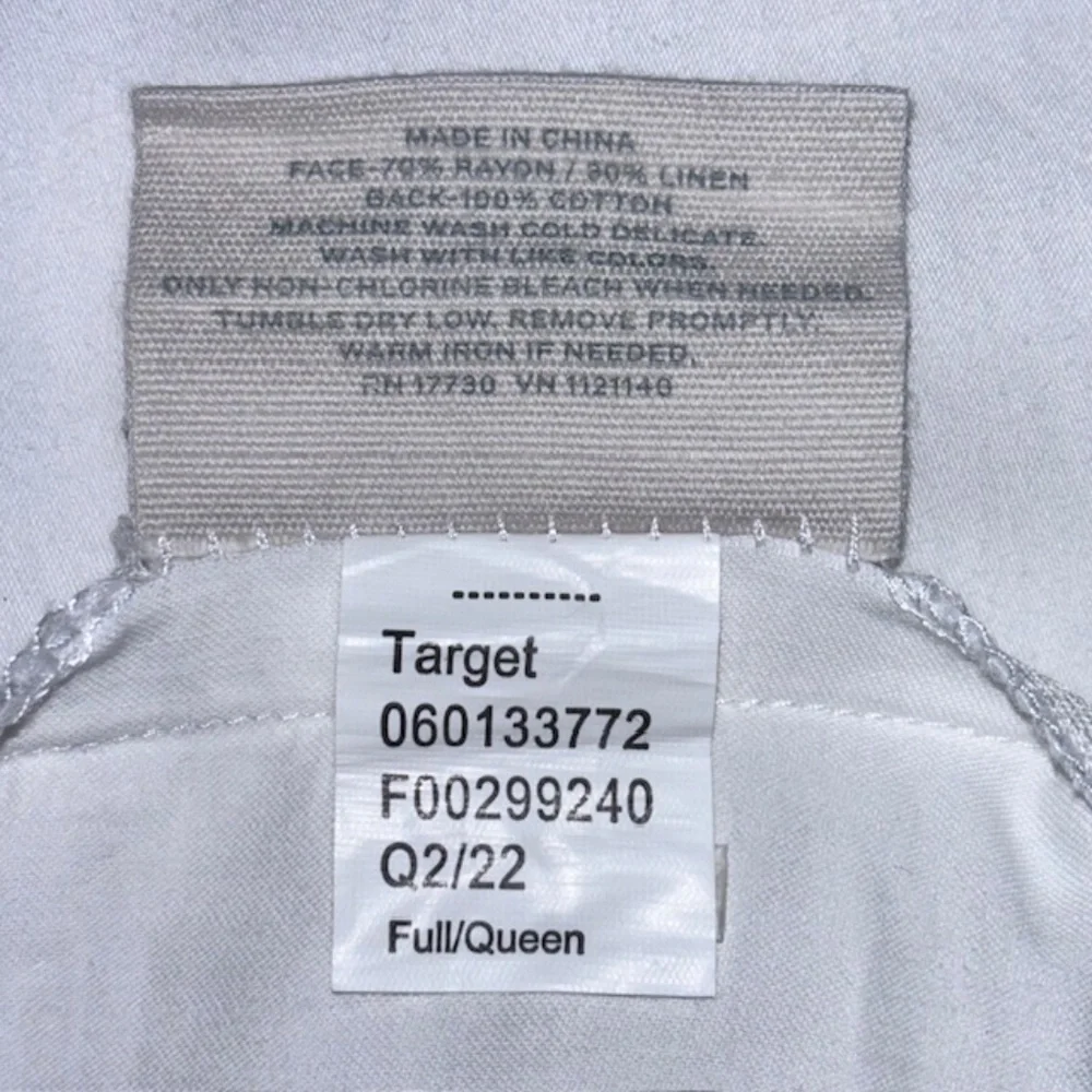CASA LUNA White Fringed Pillow Shams Covers Full/Queen Size Set of Two